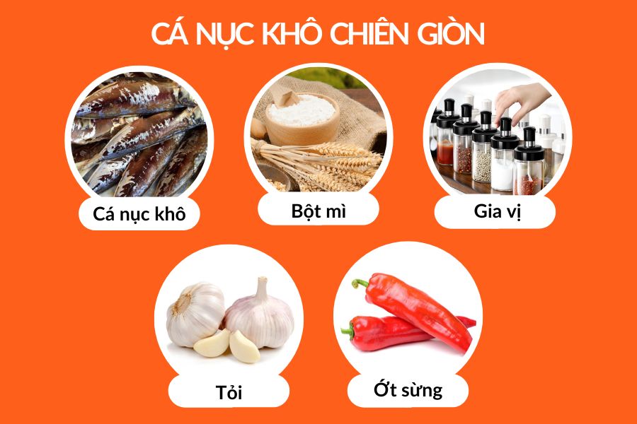 Cá nục khô chiên giòn với các nguyên liệu đơn giản.